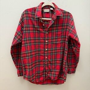 Vintage L.L. Bean Tartan Plaid Button Down Flannel Shirt Freeport Maine